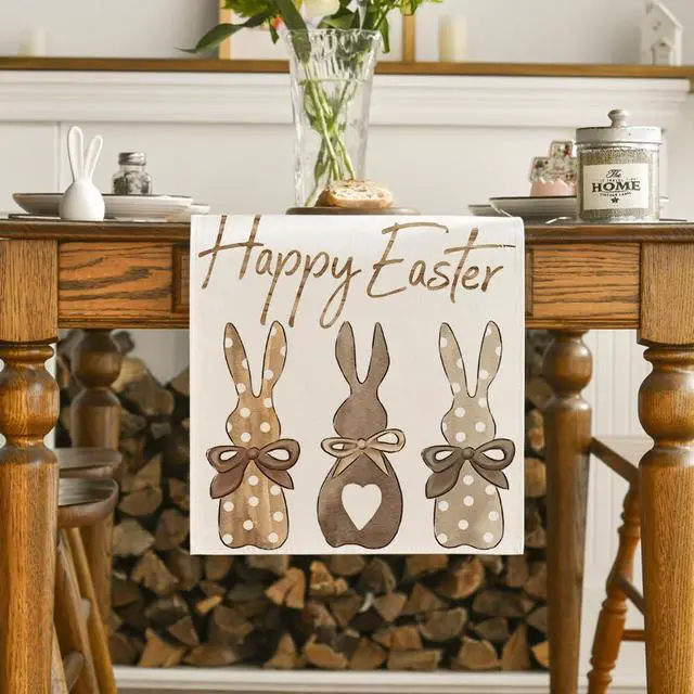 Alt view image 2 of 7 - Artoid Mode Carrots Rabbit Bunny Happy Easter Table Runner, Spring Summer Seasonal Holiday Kitchen Dining Table Decoration for Indoor Outdoor Home Party Decor 13 x 72 Inch
