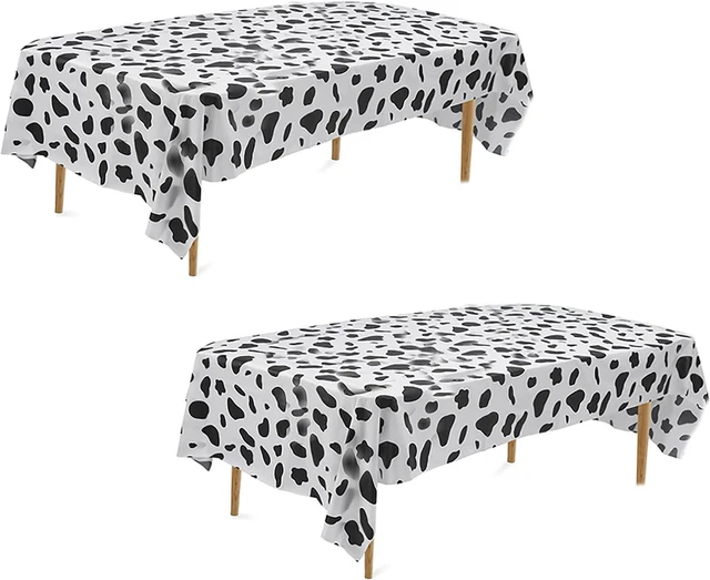 Main image of Yansanido 2 Pcs Disposable Black and White Cow Print Plastic Tablecloth, 108 Inch x 54 Inch Ractangle Tablecover, for Party, Dance and Picnic (Black White Cow Print, 2)