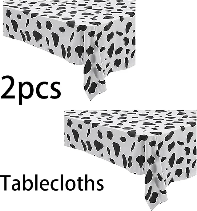 Alt view image 3 of 7 - Yansanido 2 Pcs Disposable Black and White Cow Print Plastic Tablecloth, 108 Inch x 54 Inch Ractangle Tablecover, for Party, Dance and Picnic (Black White Cow Print, 2)