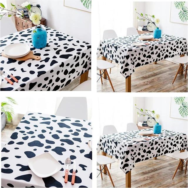 Alt view image 4 of 7 - Yansanido 2 Pcs Disposable Black and White Cow Print Plastic Tablecloth, 108 Inch x 54 Inch Ractangle Tablecover, for Party, Dance and Picnic (Black White Cow Print, 2)
