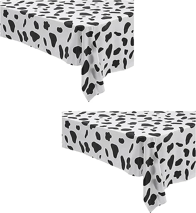 Alt view image 2 of 7 - Yansanido 2 Pcs Disposable Black and White Cow Print Plastic Tablecloth, 108 Inch x 54 Inch Ractangle Tablecover, for Party, Dance and Picnic (Black White Cow Print, 2)