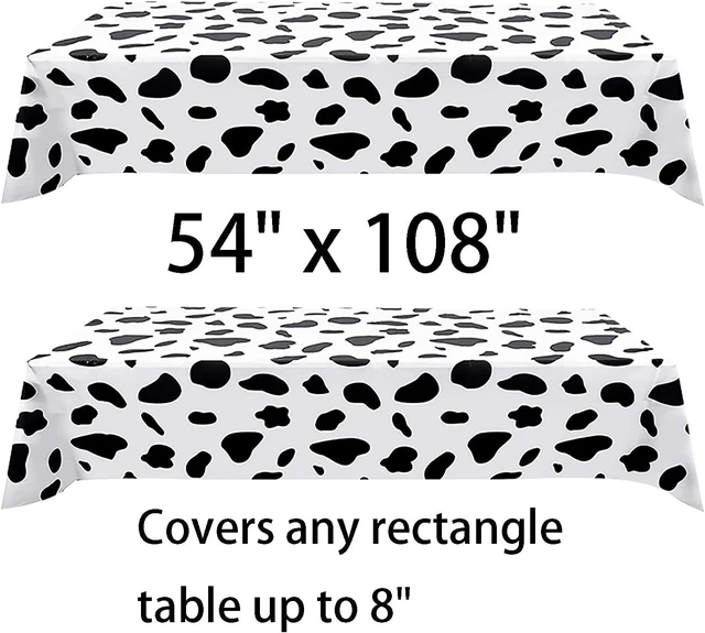 Alt view image 5 of 7 - Yansanido 2 Pcs Disposable Black and White Cow Print Plastic Tablecloth, 108 Inch x 54 Inch Ractangle Tablecover, for Party, Dance and Picnic (Black White Cow Print, 2)