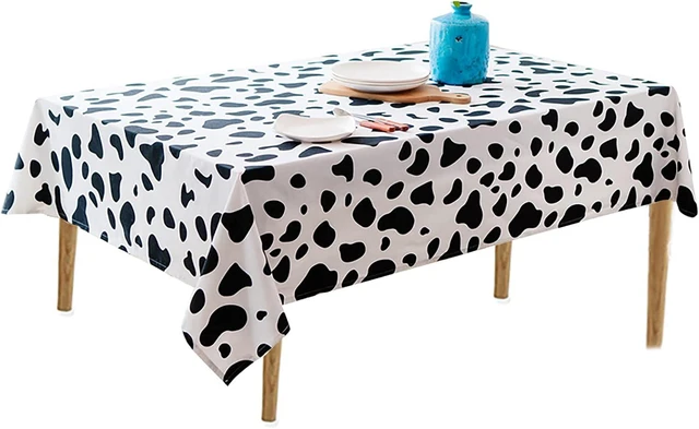 Alt view image 6 of 7 - Yansanido 2 Pcs Disposable Black and White Cow Print Plastic Tablecloth, 108 Inch x 54 Inch Ractangle Tablecover, for Party, Dance and Picnic (Black White Cow Print, 2)