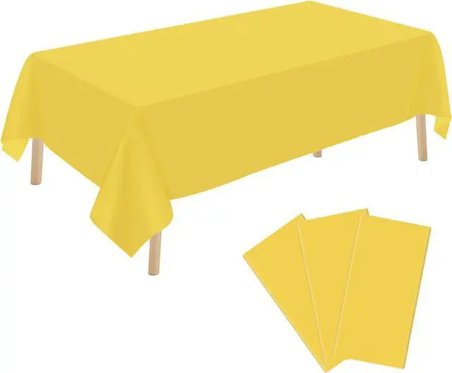 Main image of YSYJ 3 Pack Yellow Plastic Tablecloth Disposable Rectangular Table Cloth 54 x 108 Inch Table Cover for Parties