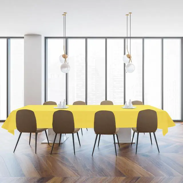 Alt view image 7 of 7 - YSYJ 3 Pack Yellow Plastic Tablecloth Disposable Rectangular Table Cloth 54 x 108 Inch Table Cover for Parties