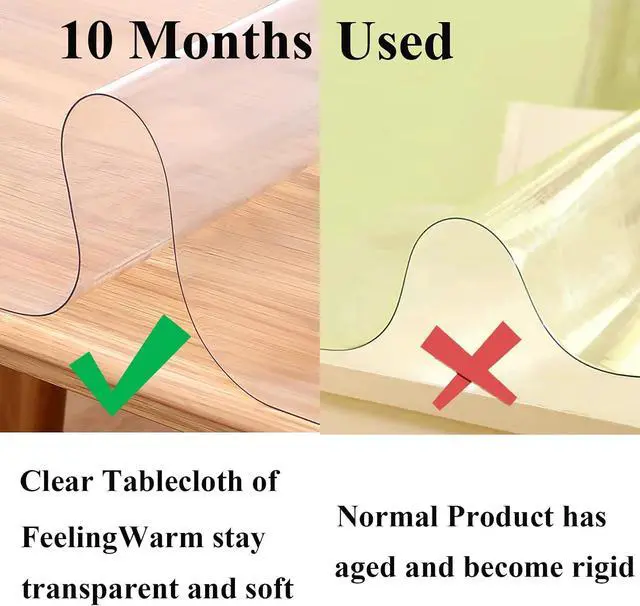 Alt view image 4 of 7 - Clear Table Cover Protector - Oval Clear 60x 90 Inch Plastic Tablecloth Vinyl Transparent Kitchen Waterproof Dining Desk Protector