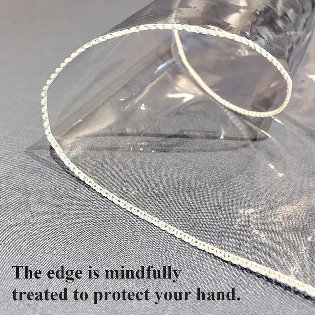 Alt view image 5 of 7 - Clear Table Cover Protector - Oval Clear 60x 90 Inch Plastic Tablecloth Vinyl Transparent Kitchen Waterproof Dining Desk Protector