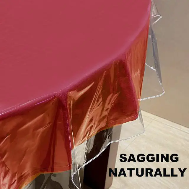 Alt view image 6 of 7 - Clear Table Cover Protector - Oval Clear 60x 90 Inch Plastic Tablecloth Vinyl Transparent Kitchen Waterproof Dining Desk Protector
