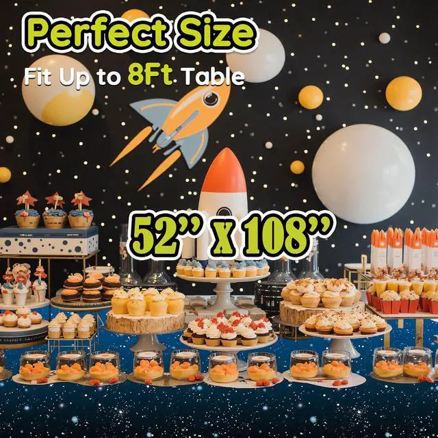 Alt view image 3 of 5 - Space Tablecloths, 3 Pack, Galaxy Star Plastic Covers, 52 x 108 in