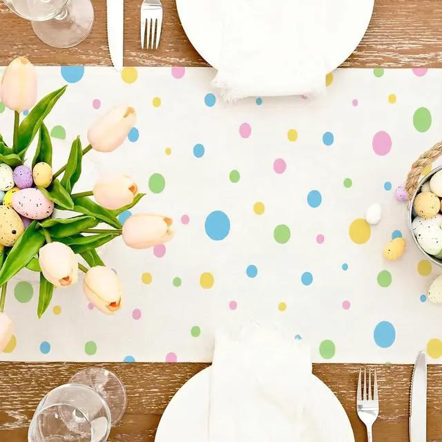 Alt view image 4 of 7 - GEEORY Easter Table Runner 13x72 Inch, Hello Peeps Bunny Spring Decorative Farmhouse Table Decoration for Kitchen Dinning, Indoor Outdoor Dinner Party Decor