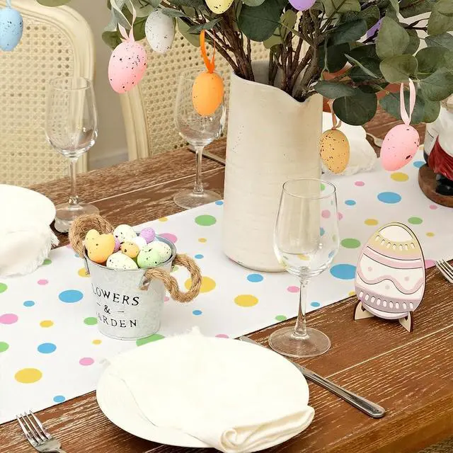 Alt view image 5 of 7 - GEEORY Easter Table Runner 13x72 Inch, Hello Peeps Bunny Spring Decorative Farmhouse Table Decoration for Kitchen Dinning, Indoor Outdoor Dinner Party Decor