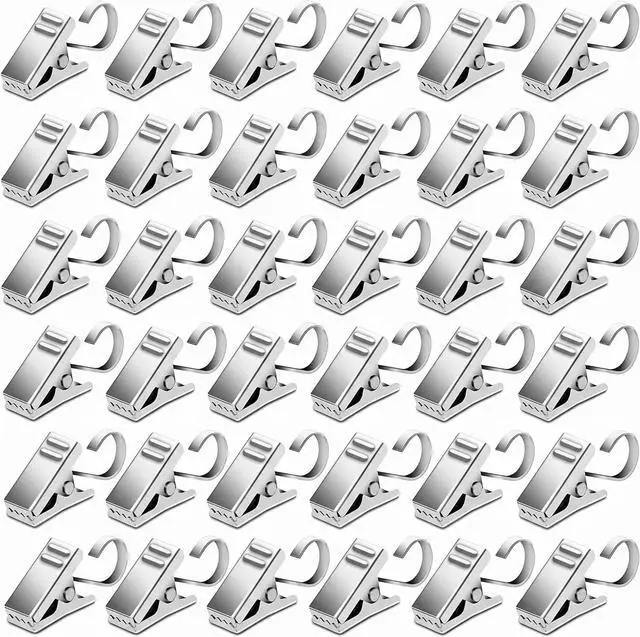 Main image of BIHRTC Pack of 50 Curtain Clips Stainless Steel with Hooks Lights Hanger