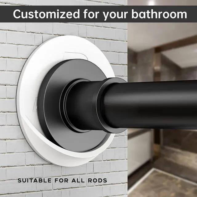 Alt view image 7 of 7 - BRIOFOX Shower Curtain Rod Holder 3M Adhesive | Heat Resistant | Waterproof | Max Load 60 lbs Shower Rod Retainer for Wall, 2 Pack, White (Rod Not Included)