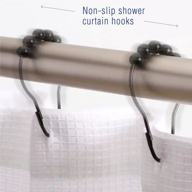 Alt view image 6 of 7 - 2lbDepot Shower Curtain Rings Hooks - Polished Nickel Finish - Premium 18/8 Stainless Steel - Locking Rings with Easy-Glide Rollers - Five Finishes Available - Set of 12 for Shower Rods