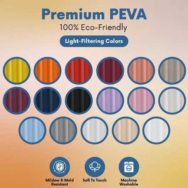 Alt view image 3 of 7 - No Smell Shower Curtain Liner 72x72 White - PEVA Plastic Shower Curtain for Bathroom, PVC-Free Waterproof Shower Liner with Metal Grommets and Magnet-Weighted Bottom Hem - Washable Inner Liner