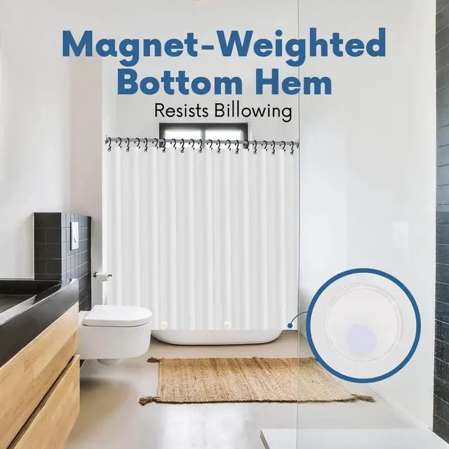 Alt view image 4 of 7 - No Smell Shower Curtain Liner 72x72 White - PEVA Plastic Shower Curtain for Bathroom, PVC-Free Waterproof Shower Liner with Metal Grommets and Magnet-Weighted Bottom Hem - Washable Inner Liner