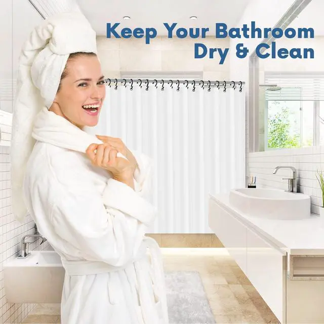 Alt view image 7 of 7 - No Smell Shower Curtain Liner 72x72 White - PEVA Plastic Shower Curtain for Bathroom, PVC-Free Waterproof Shower Liner with Metal Grommets and Magnet-Weighted Bottom Hem - Washable Inner Liner