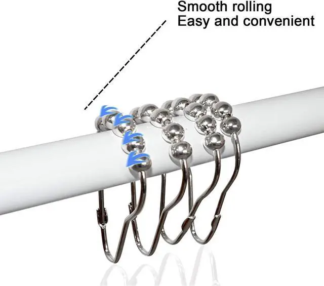 Alt view image 6 of 7 - Shower Curtain Hooks Rings, Rustproof Metal Shower Curtain Rings for Bathroom Shower Rods Curtains - Set of 12, Nickel