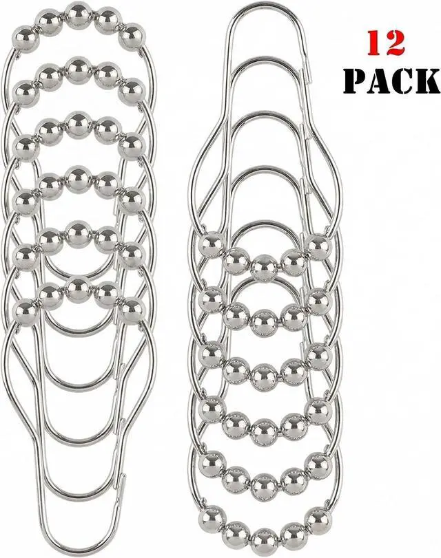 Alt view image 7 of 7 - Shower Curtain Hooks Rings, Rustproof Metal Shower Curtain Rings for Bathroom Shower Rods Curtains - Set of 12, Nickel