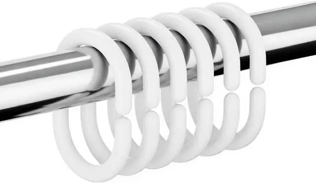 Main image of Resze 24 PCS Shower Curtain Rings,Plastic White Shower Curtain Hooks,C-Shaped Rings Hook Hanger Bathroom Shower Window Rod