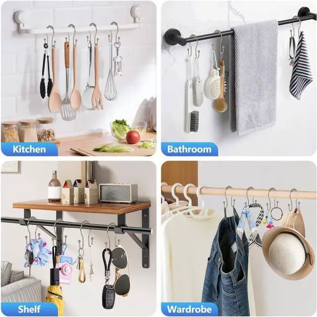 Alt view image 7 of 7 - Resze Double Shower Curtain Hooks, Sturdy Metal Nickel Shower Curtain Rings, Glide Roller Shower Hooks,Rust Proof Anti-Drop Curtain Hooks, 12 Pcs Smooth Sliding Rings for Bathroom Shower Rods Curtains