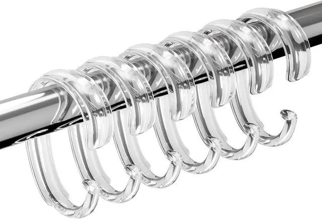 Main image of Resze C-Shape Clear Shower Curtain Hooks for Shower Curtain, 12PCS Plastic Smooth Sliding Anti-Drop Shower Curtain Rings, Rust Resistant Decorative Shower Curtain Hooks for Bathroom,Kitchen,Bedroom