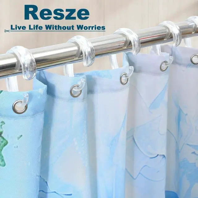 Alt view image 7 of 7 - Resze C-Shape Clear Shower Curtain Hooks for Shower Curtain, 12PCS Plastic Smooth Sliding Anti-Drop Shower Curtain Rings, Rust Resistant Decorative Shower Curtain Hooks for Bathroom,Kitchen,Bedroom