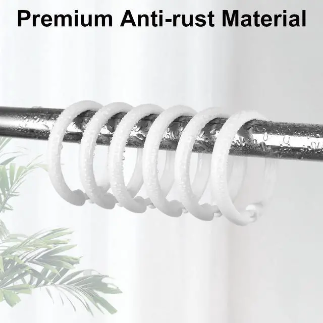 Alt view image 3 of 7 - Kutesna 12 PCS White Plastic Shower Curtain Rings, Easy Snap Closure Shower Curtain