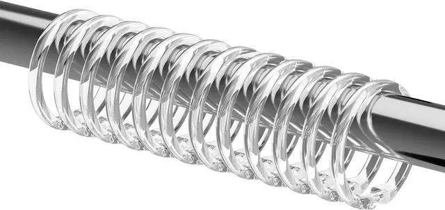 Main image of Kutesna 24 PCS Clear Plastic Shower Curtain Rings, Easy Snap Closure Shower Curtain