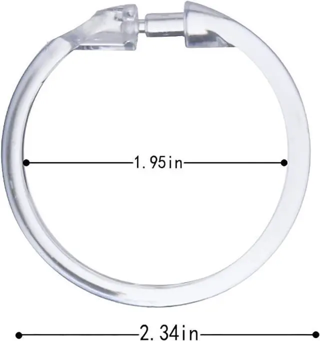 Alt view image 2 of 7 - Kutesna 24 PCS Clear Plastic Shower Curtain Rings, Easy Snap Closure Shower Curtain