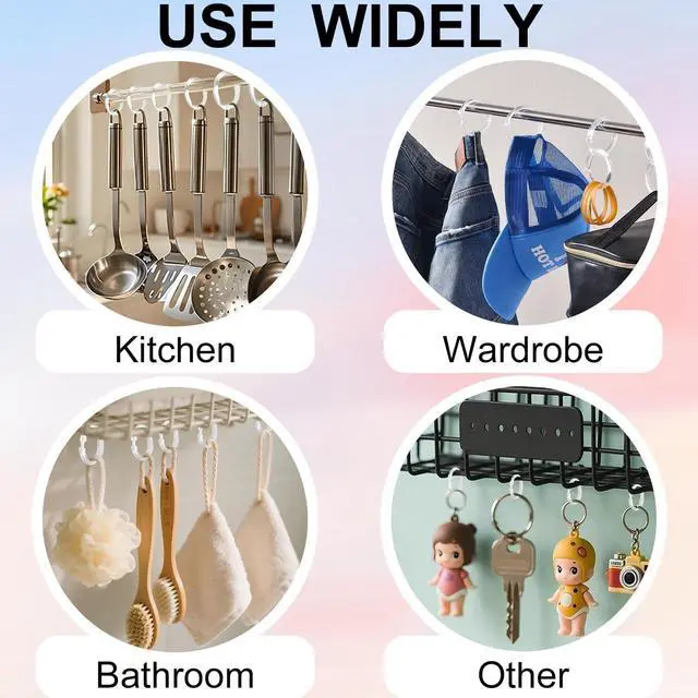Alt view image 4 of 7 - Kutesna 24 PCS Clear Plastic Shower Curtain Rings, Easy Snap Closure Shower Curtain
