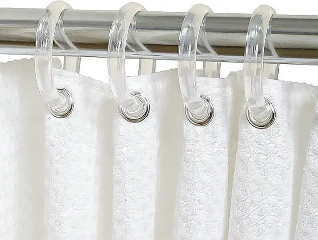 Alt view image 7 of 7 - Kutesna 24 PCS Clear Plastic Shower Curtain Rings, Easy Snap Closure Shower Curtain