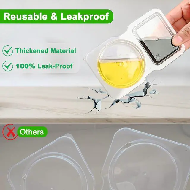 Alt view image 4 of 6 - 8 Sets Reusable Snack Containers with Lids, Double Compartment Snack Pack Containers with Spoons, BPA Free | Microwave & Dishwasher Safe | Leakproof Condiment Containers for On-the-Go Meals