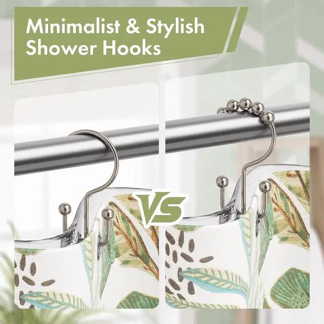 Alt view image 6 of 7 - Amazer Nickel Shower Curtain Hooks, 12PCS Minimalist Simple Double Shower Curtain Rings, Rust-Resistant Metal Shower Hooks Shower Curtain Hangers, Shower Rings for Bathroom Shower Rods Curtains