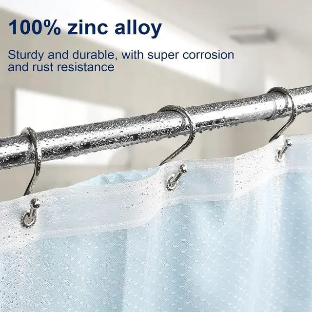 Alt view image 2 of 7 - Metal Shower Curtain Hooks, Set of 12, Rust Proof Shower Curtain Hooks Rings, Durable S Shaped Hooks Hangers for Shower Curtains, Kitchen Utensils, Clothes, Towels (Nickel)
