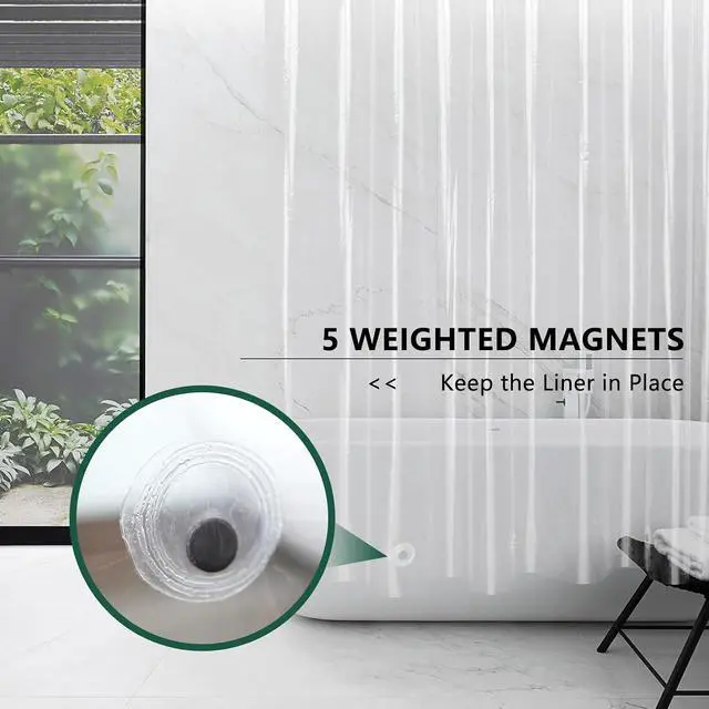 Alt view image 4 of 7 - AooHome Extra Long Clear Plastic Shower Curtain Liner, 72x84 Premium Light Weight EVA Bathroom Shower Liner with Rustproof Metal Grommets and 5 Magnets for Shower Stall, Bathtubs(No Hooks)