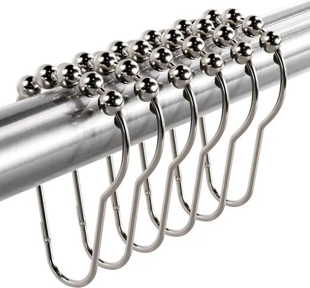 Main image of Titanker Shower Curtain Hooks Rings, Rust-Resistant Metal Shower Curtain Hooks for Bathroom Shower Rods Shower Hooks Shower Rings for Curtain - Set of 12, Nickel