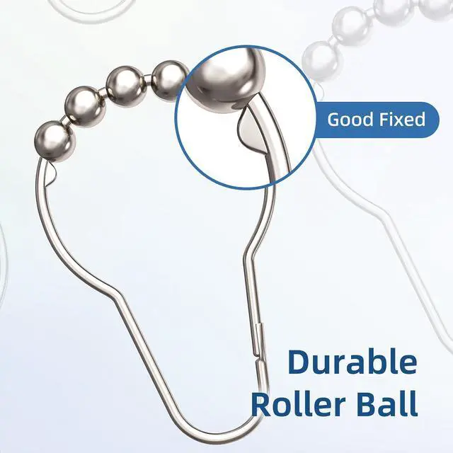 Alt view image 3 of 7 - Titanker Shower Curtain Hooks Rings, Rust-Resistant Metal Shower Curtain Hooks for Bathroom Shower Rods Shower Hooks Shower Rings for Curtain - Set of 12, Nickel