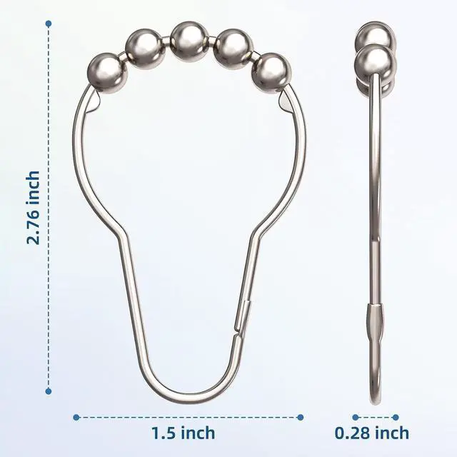 Alt view image 6 of 7 - Titanker Shower Curtain Hooks Rings, Rust-Resistant Metal Shower Curtain Hooks for Bathroom Shower Rods Shower Hooks Shower Rings for Curtain - Set of 12, Nickel