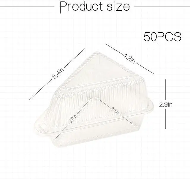 Alt view image 2 of 7 - Thickened Extra Large 50Pcs Cake Slice Containers,4.4 Pie Slice Containers