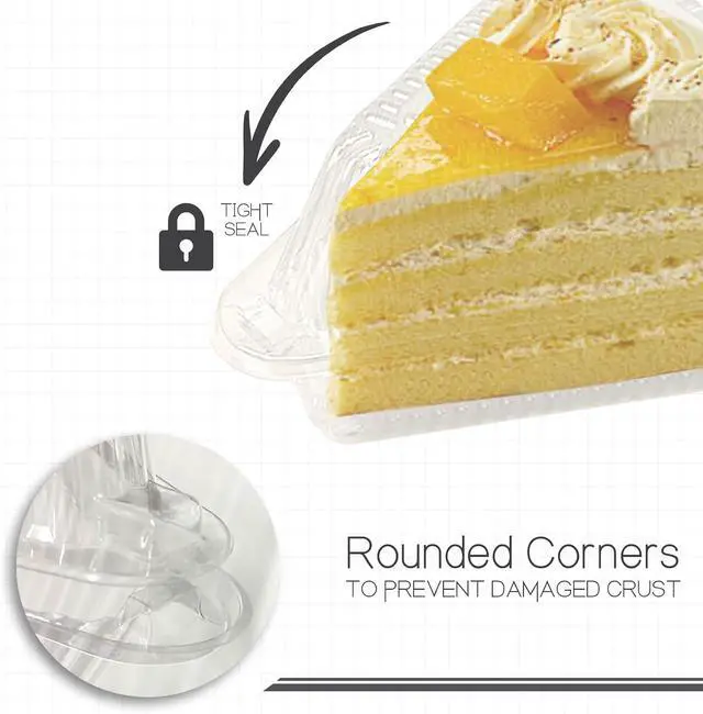 Alt view image 3 of 7 - Thickened Extra Large 50Pcs Cake Slice Containers,4.4 Pie Slice Containers