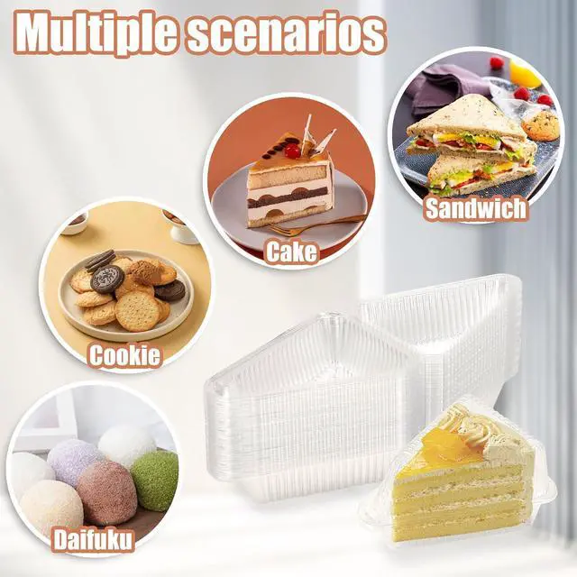 Alt view image 4 of 7 - Thickened Extra Large 50Pcs Cake Slice Containers,4.4 Pie Slice Containers