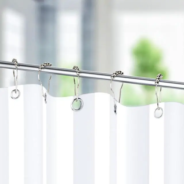Alt view image 7 of 7 - Titanker Shower Curtain Hooks Rings, Rust-Resistant Metal Shower Curtain Hooks for Bathroom Shower Rods Shower Hooks Shower Rings for Curtain - Set of 12, Nickel