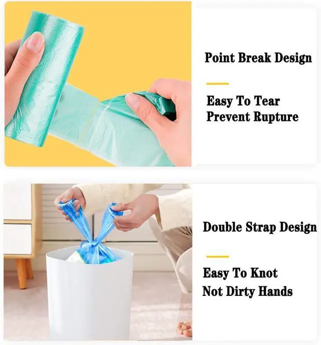 Alt view image 4 of 6 - 100 Count 4 Gallon Trash Bags, Small Colorful Garbage Bags with Handle for Home Office Bathroom Trash Can