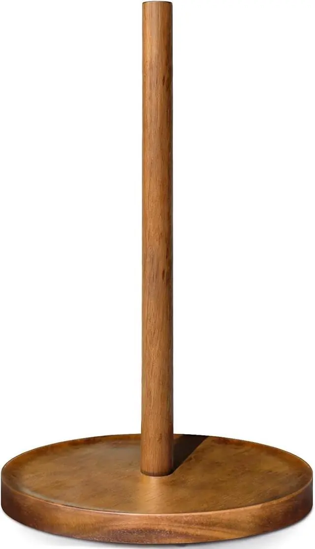 Main image of NESAPTO Paper Towel Holder Countertop, Wooden Standing Paper Towel Roll Stand for Rustic Farmhouse & Cottagecore Decor, Kitchen Bathroom Essential, Brown