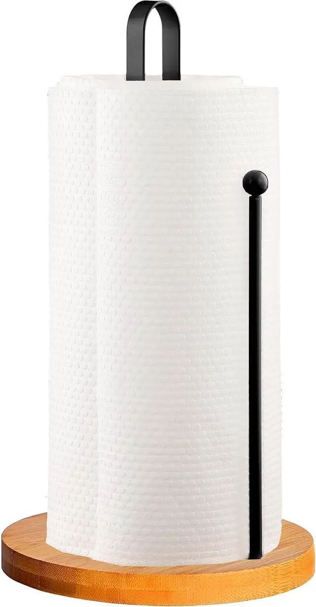Main image of Wood Paper Towel Holder Countertop, TONLEA Kitchen Paper Towel Holder FreeStanding with Non-Slip Base for Kitchen and Bathroom Organization
