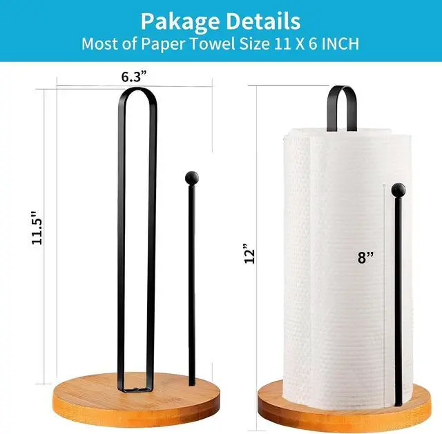 Alt view image 2 of 7 - Wood Paper Towel Holder Countertop, TONLEA Kitchen Paper Towel Holder FreeStanding with Non-Slip Base for Kitchen and Bathroom Organization