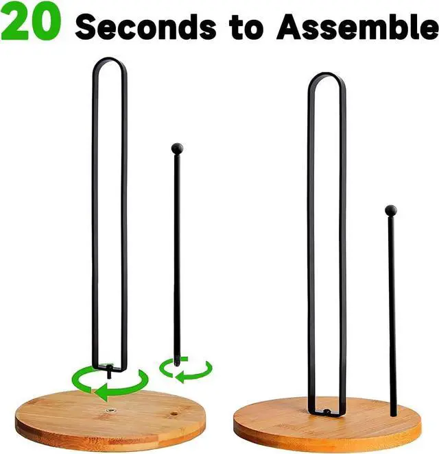 Alt view image 3 of 7 - Wood Paper Towel Holder Countertop, TONLEA Kitchen Paper Towel Holder FreeStanding with Non-Slip Base for Kitchen and Bathroom Organization
