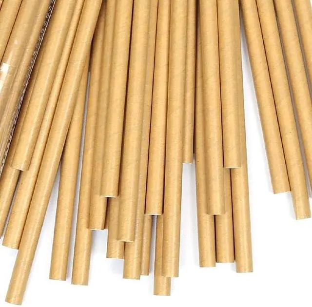 Alt view image 6 of 7 - GDMINLO 100 Pack Kraft Paper Straws Biodegradable co-Friendly Drinking Bulk for Party Supplies, Bridal/Baby Shower, Birthday, Mixed Drinks, Weddings, Restaurant, Food Service
