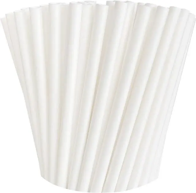 Main image of 100 Pack Paper Straws White Biodegradable co-Friendly Drinking Bulk for Party Supplies, Bridal/Baby Shower, Birthday, Mixed Drinks, Weddings, Restaurant, Food Service, Drink Stirrer
